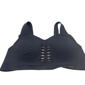 Victoria Sport Lace Front Sports Bra Adjustable Straps Size 32C Black Supportive